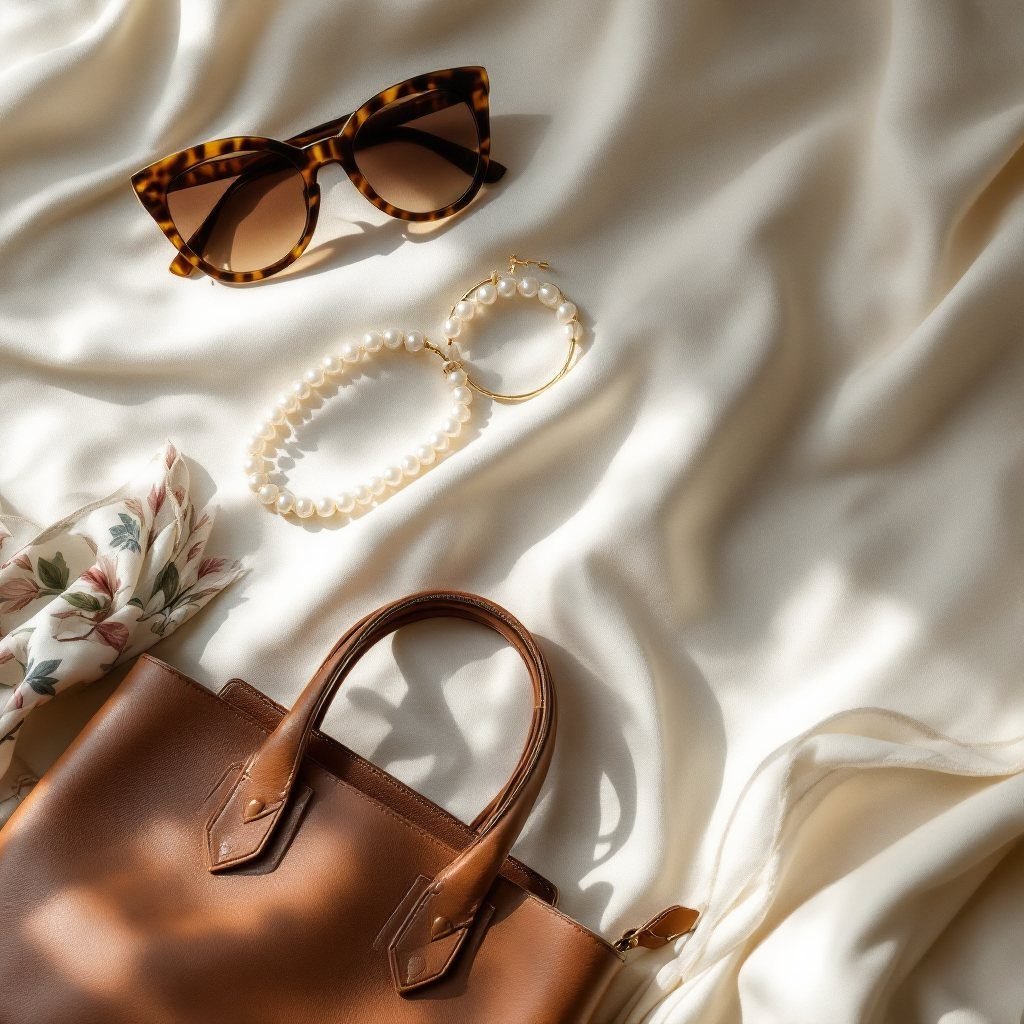 Composition d'accessoires Sofia Rey sur lin ivoire